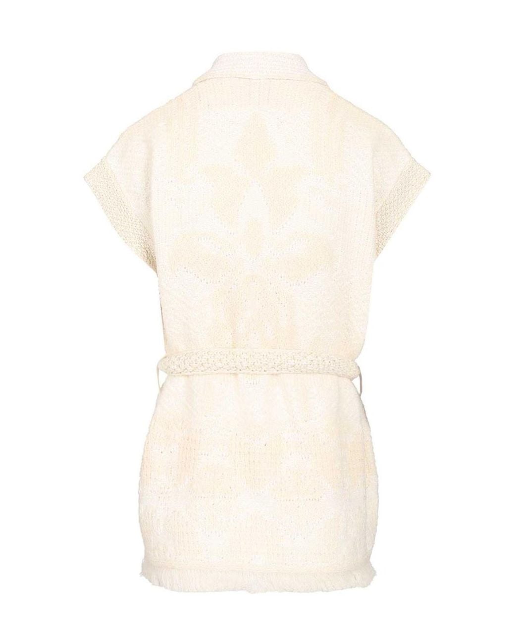 Forte_forte White Iris Belted Knitted Jacket