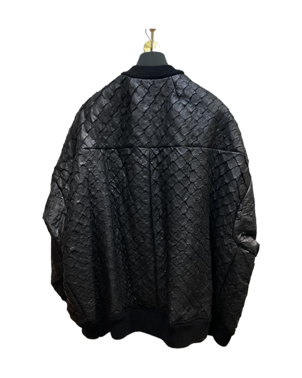 Rick Owens Black Long-Sleeved Silhouette Leather Jacket for men