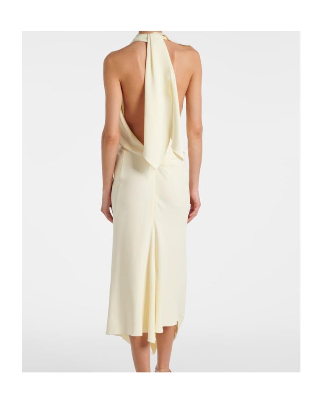 Victoria Beckham White Gathered Satin Crepe Midi Dress