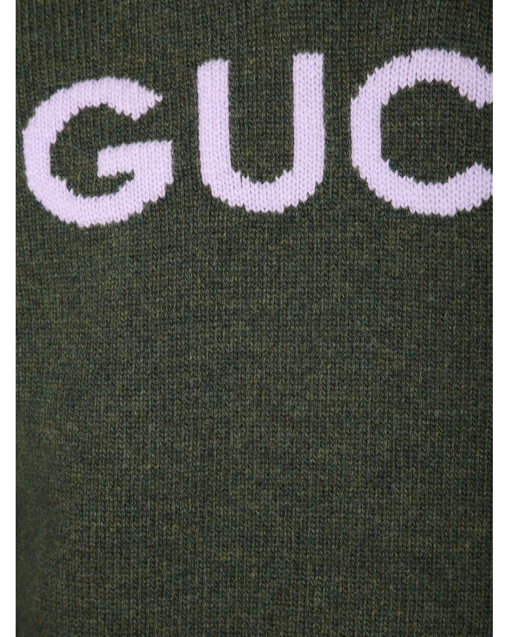 Gucci Green Logo Intarsia-Knit Crewneck Jumper