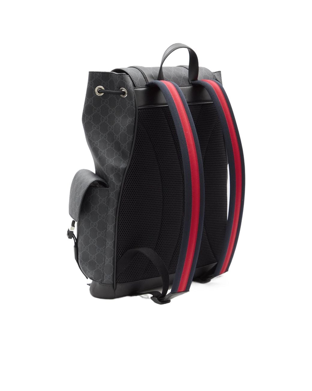 Gucci Black Gg Monogrammed Buckle Detailed Large Backpack for men