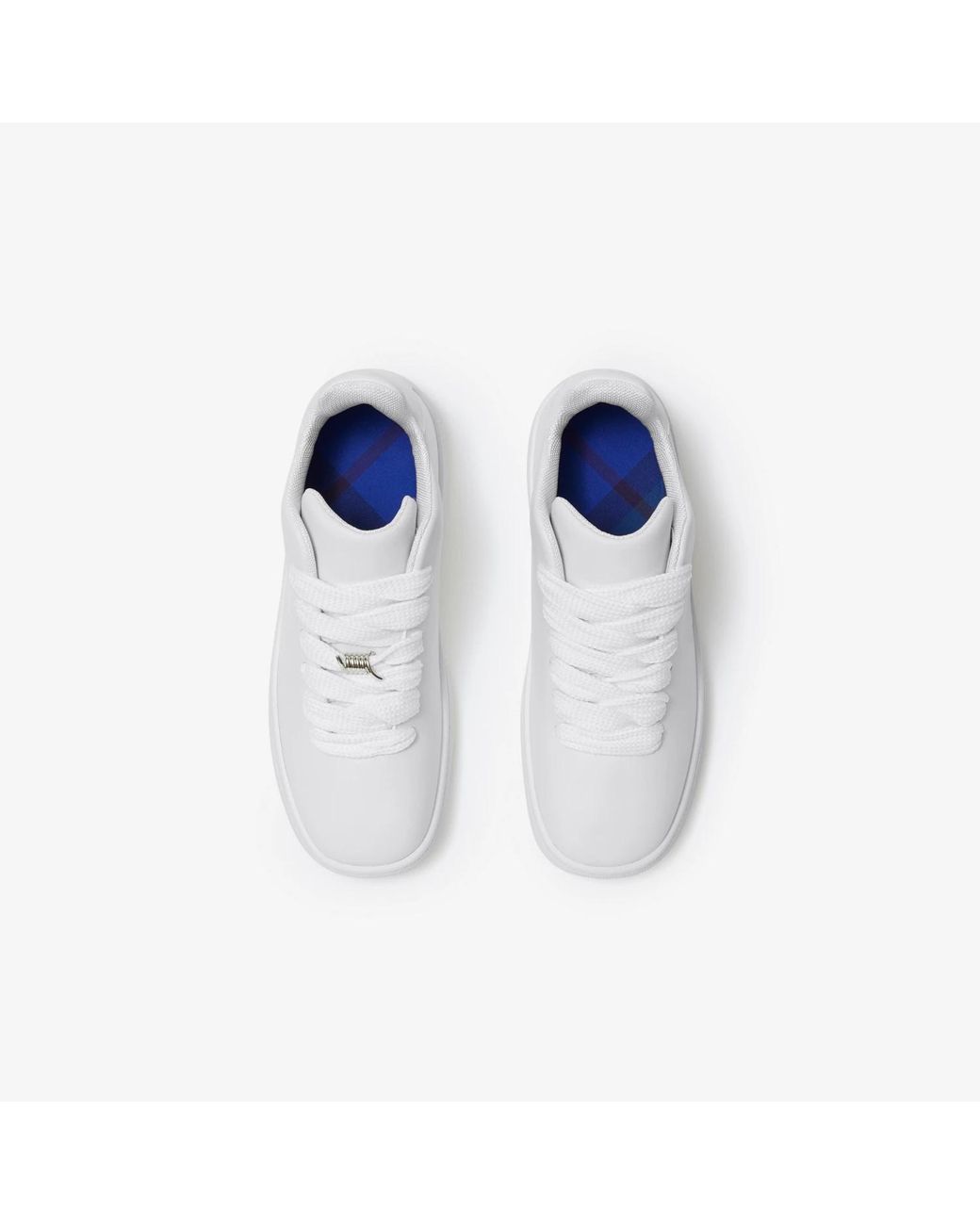 Burberry White Logo Embossed Lace-Up Sneakers for men