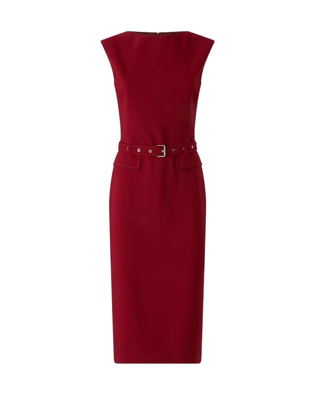 Pinko Red Acalypha Belted Sleeveless Dress