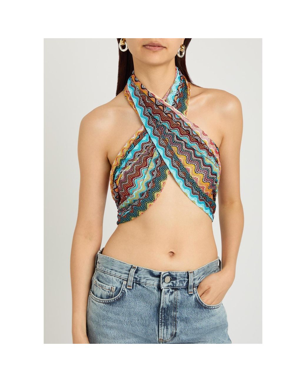 Missoni Blue Lightweight Knit Scarf