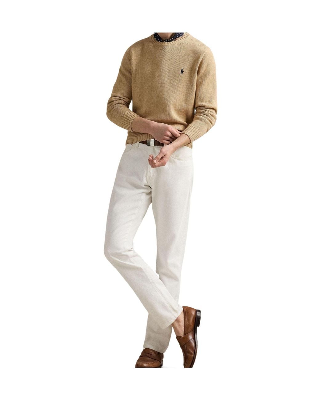 Polo Ralph Lauren White Solid Crew Neck Knit Sweater for men