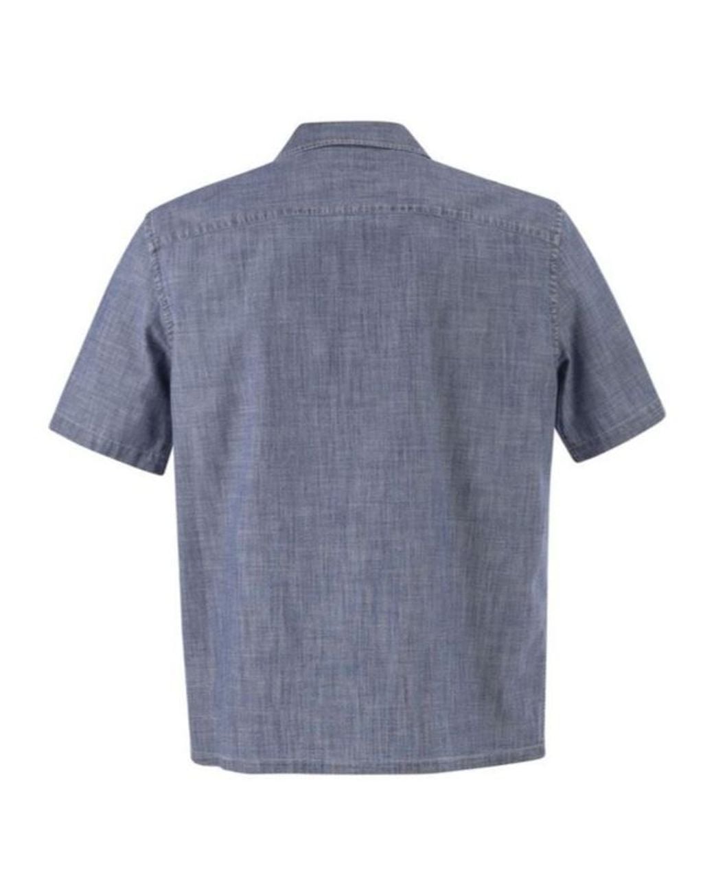 Peserico Blue Lightweight Denim Short-Sleeve Shirt for men