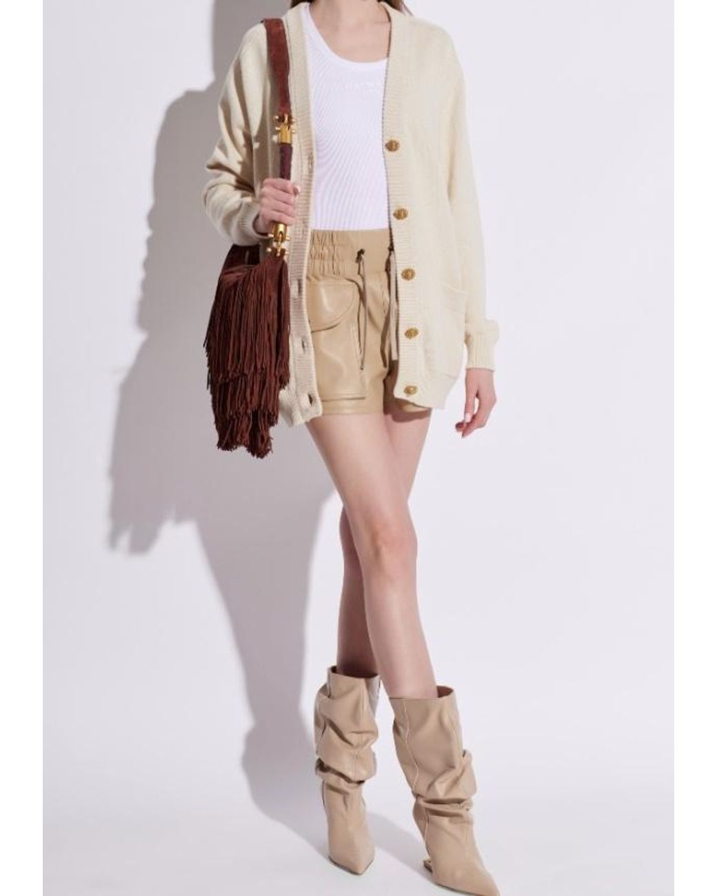 Balmain White Buttoned V-Neck Cardigan