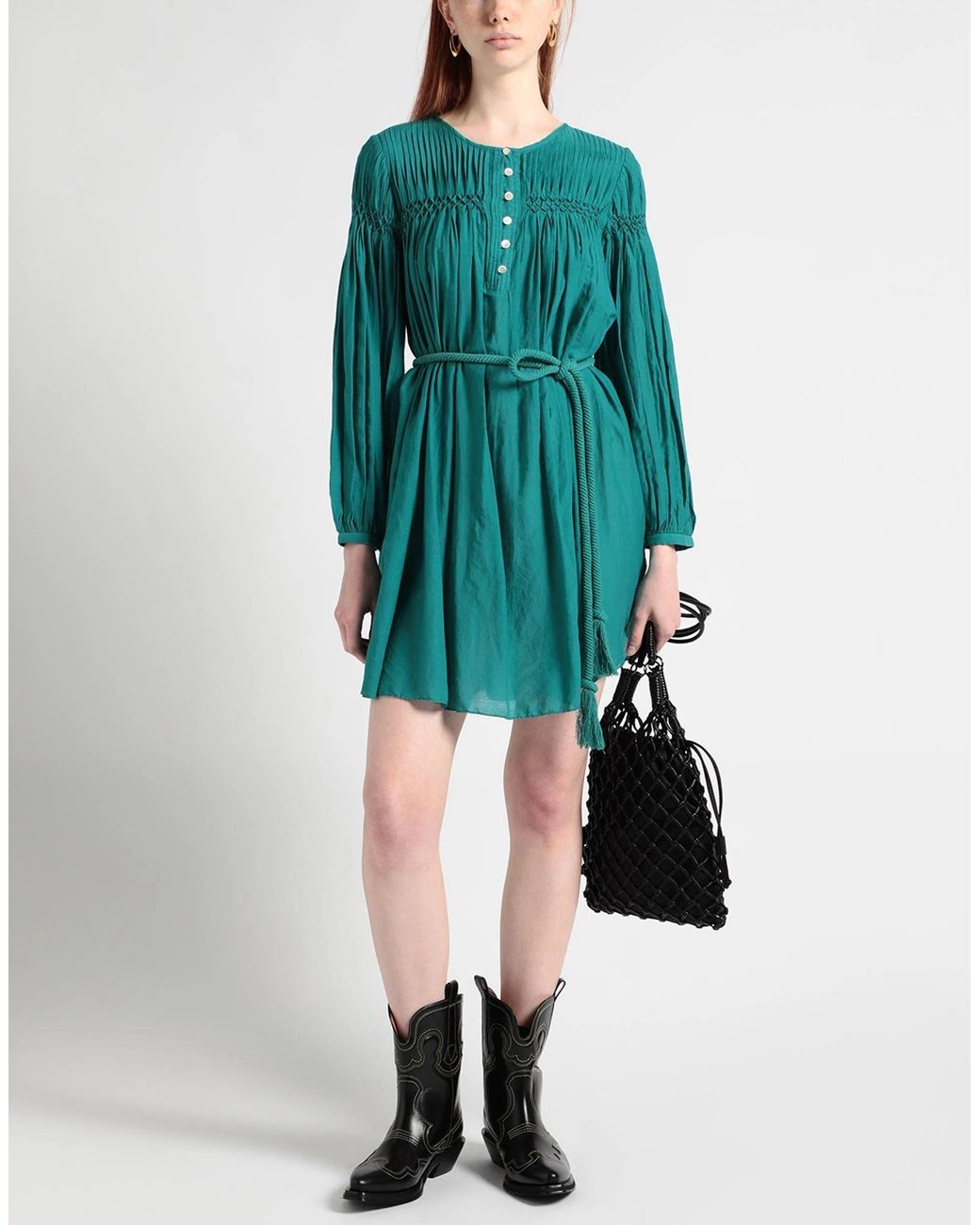 Isabel Marant Blue Solid Color Long Sleeve Dress