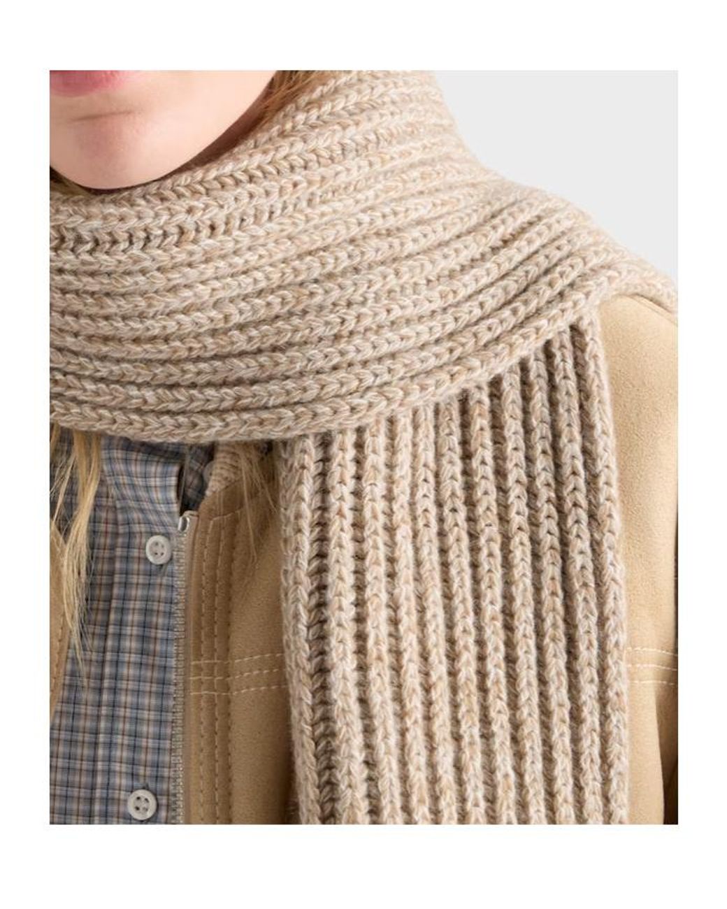 Prada Natural Wool And Mouliné Cashmere Scarf