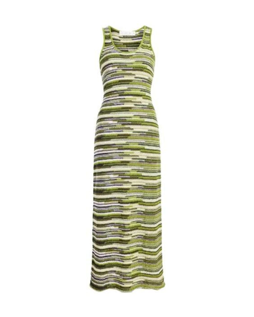 Proenza Schouler Green Zinah Striped Knit Dress