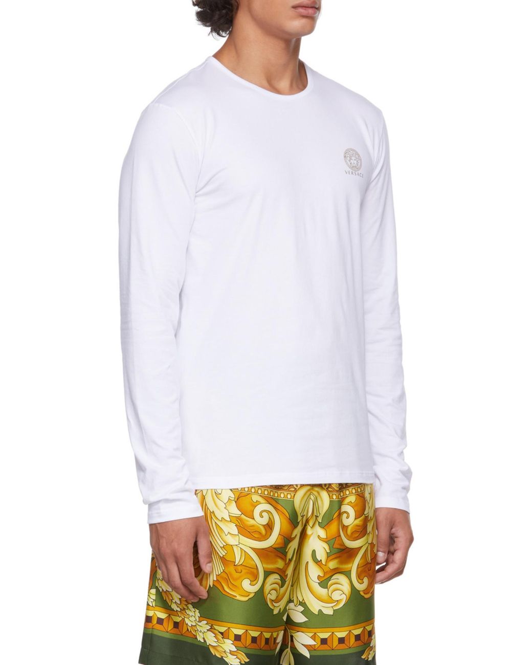 Versace White Logo Long-Sleeve Top for men