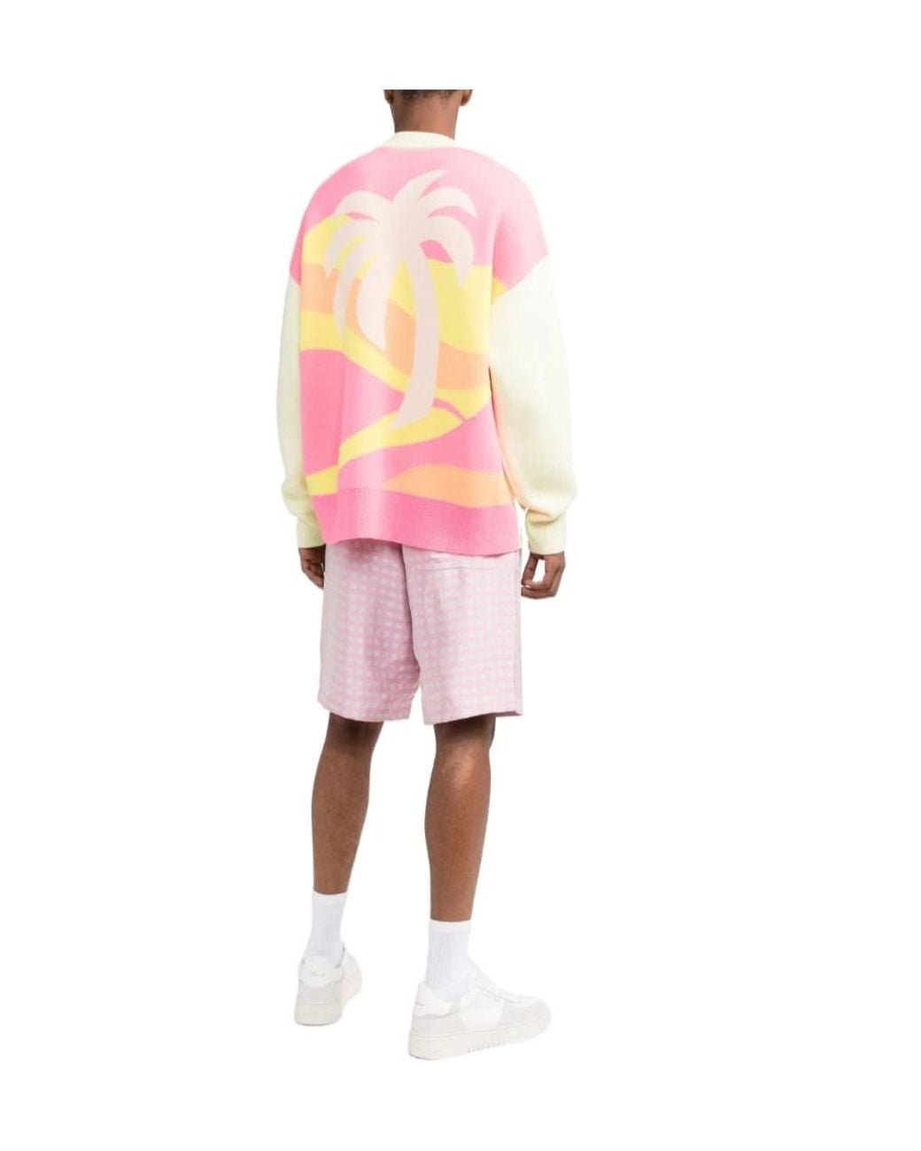 Palm Angels White Palm Intarsia Crewneck Sweater for men