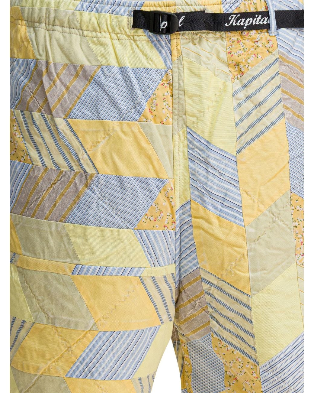 Kapital Yellow Patchwork Quilted Shorts for men