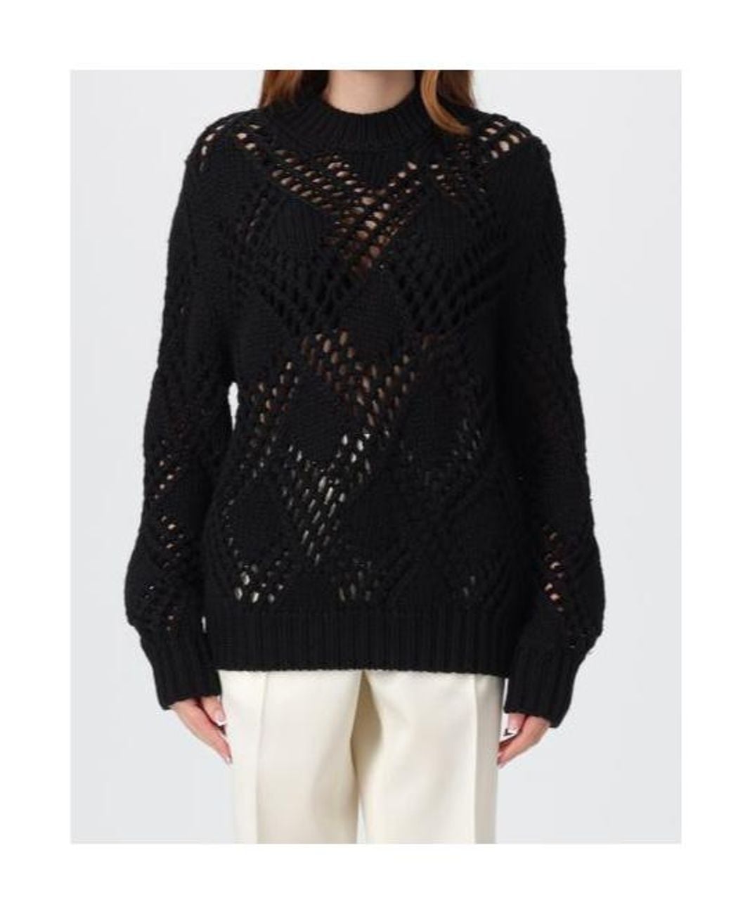 Jil Sander Blue Long-Sleeved Hollow Sweater