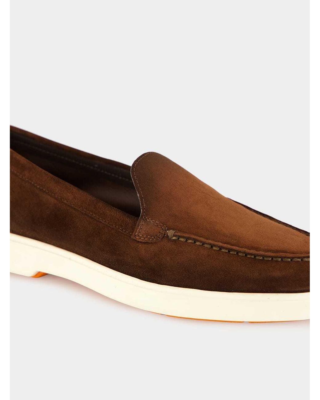 Santoni Brown Suede Loafers