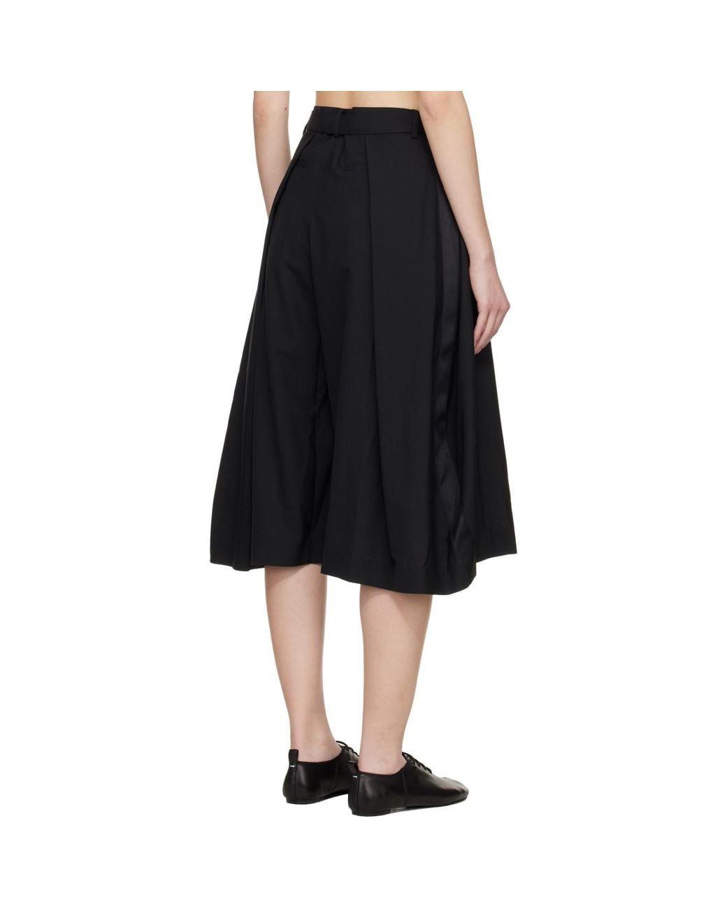 Sacai Black Wide-Leg Cropped Trousers