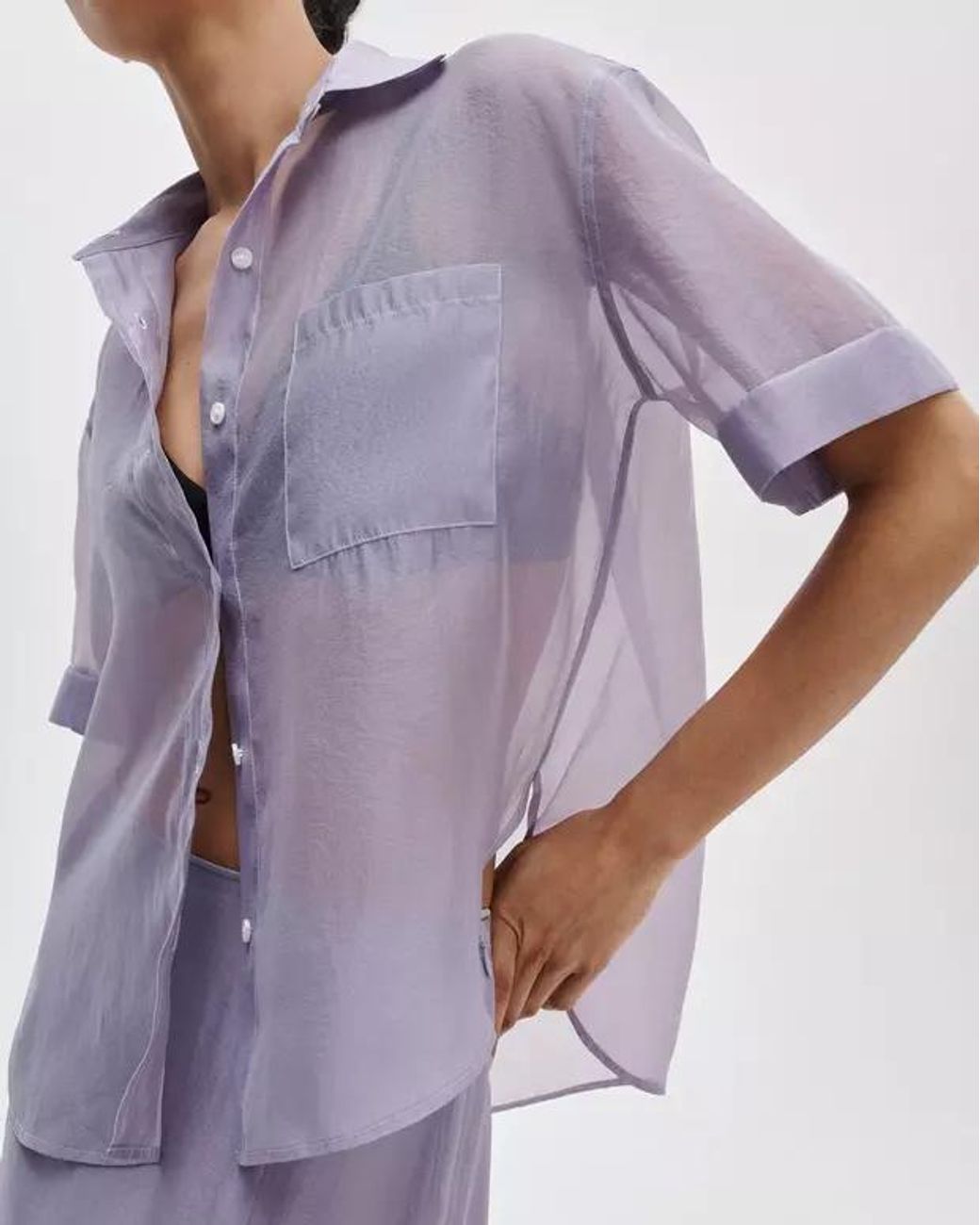 Rag & Bone Purple Sheer Short-Sleeve Shirt