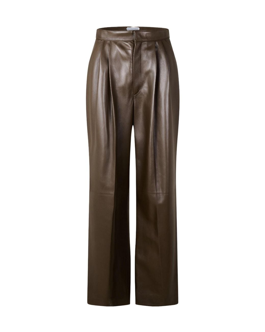 Bottega Veneta Brown Faux Leather Wide-Leg Trousers