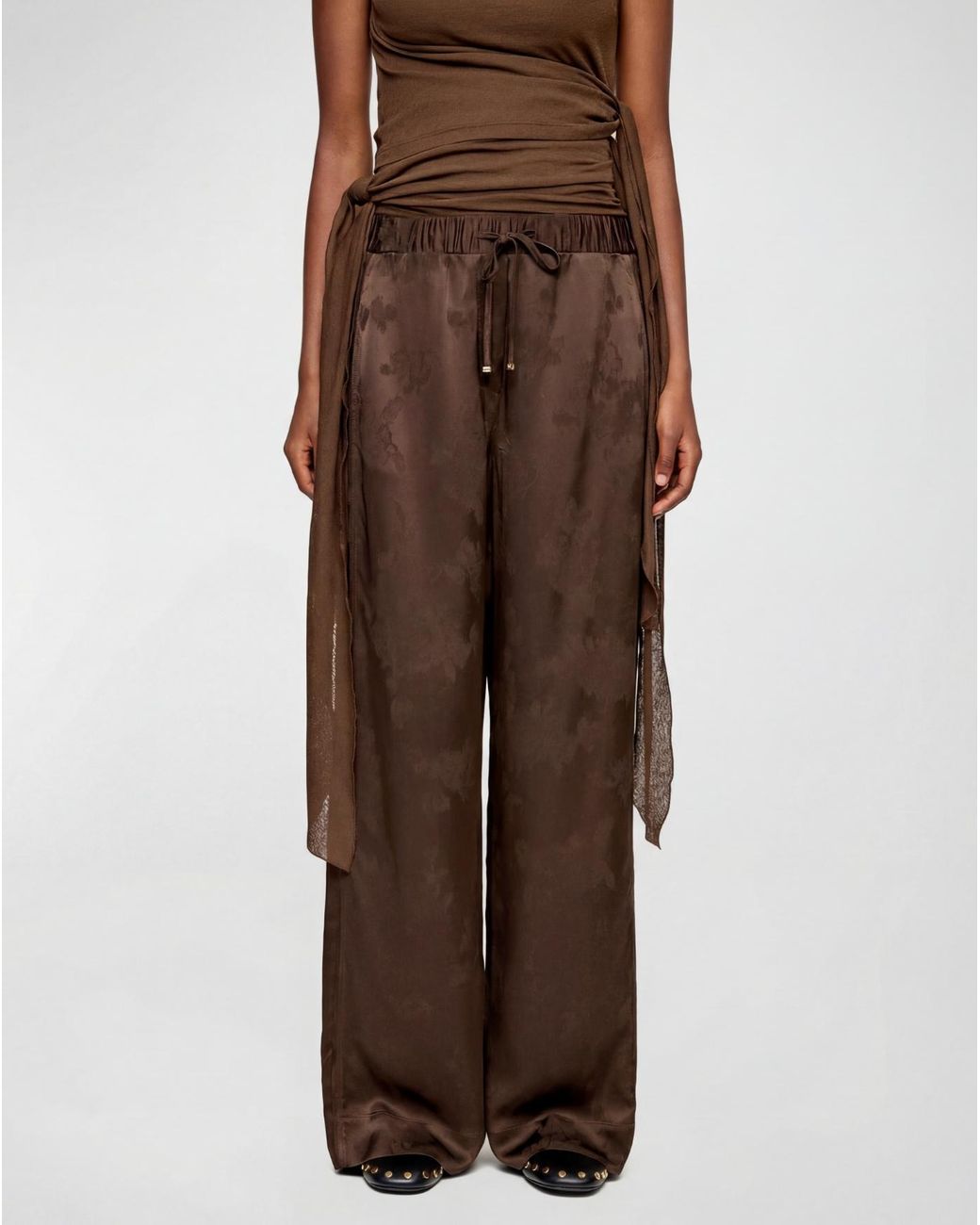 Ganni Brown Satin Trousers