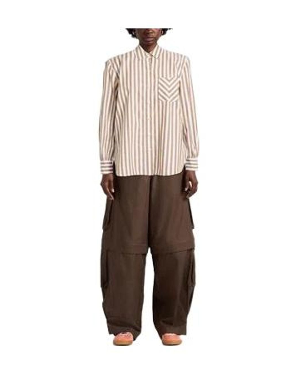 Rag & Bone White Vertical Striped Collared Long-Sleeve Shirt