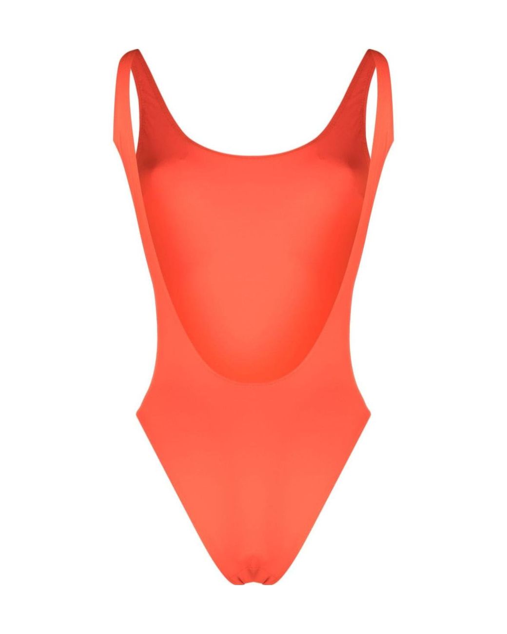 Sporty & Rich Red Printed Backless One-Piece Swimsuit