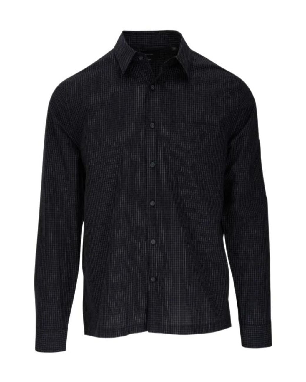 Vince Blue Long Sleeved Checked Spread-Collar Shirt for men