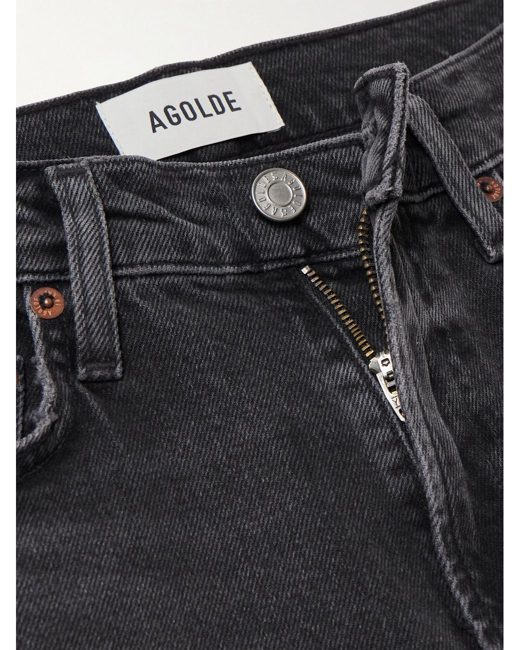 Agolde Black Harper Mid-Rise Wide-Leg Jeans