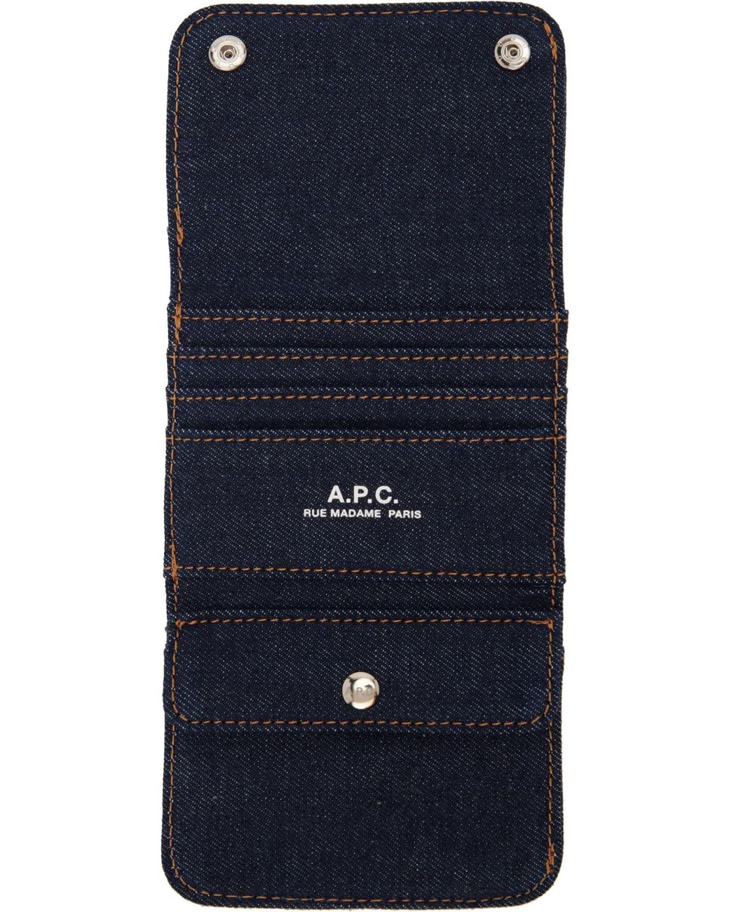 A.P.C. Blue Trifold Wallet for men