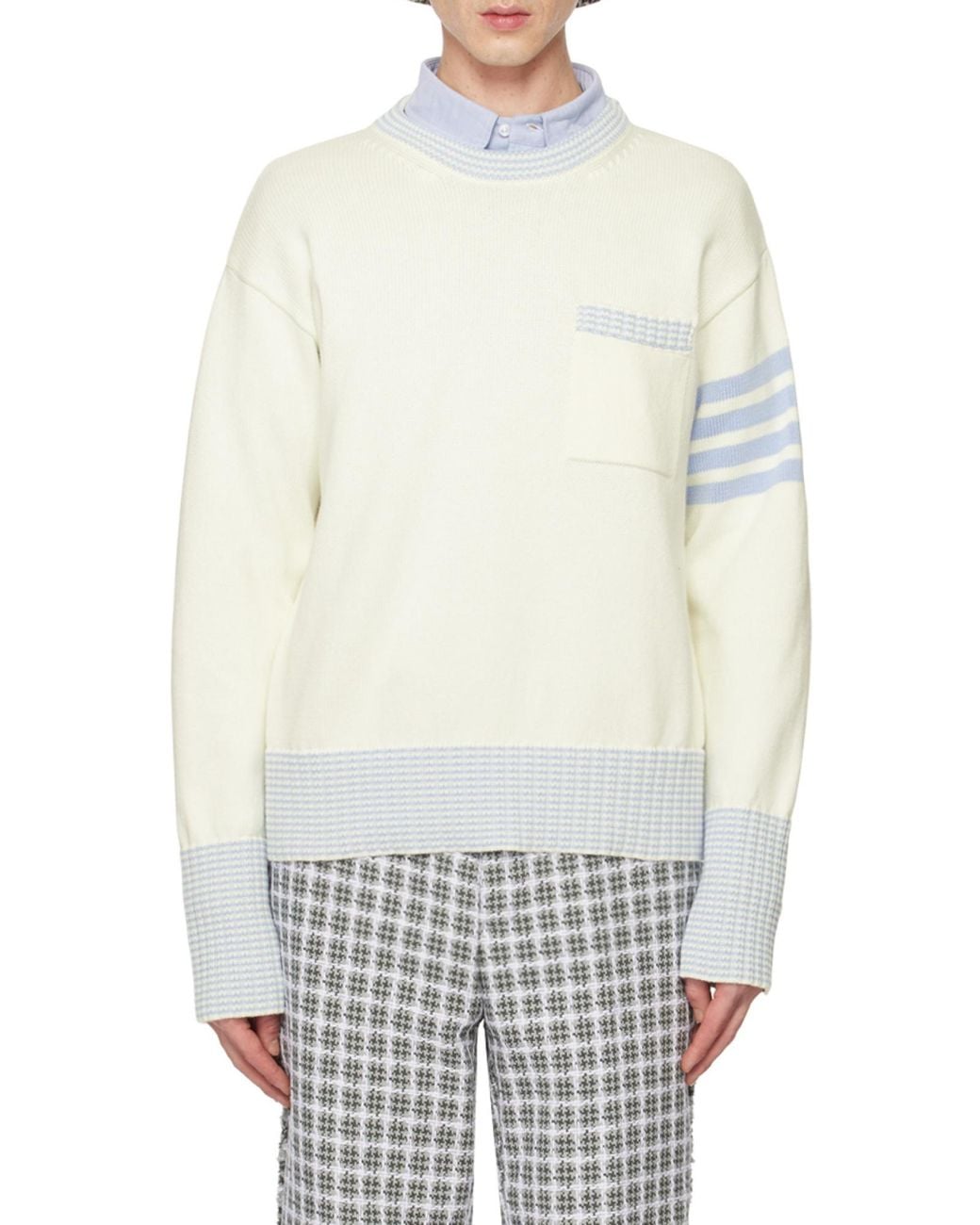 Thom Browne White Hector Round Neck Sweater for men