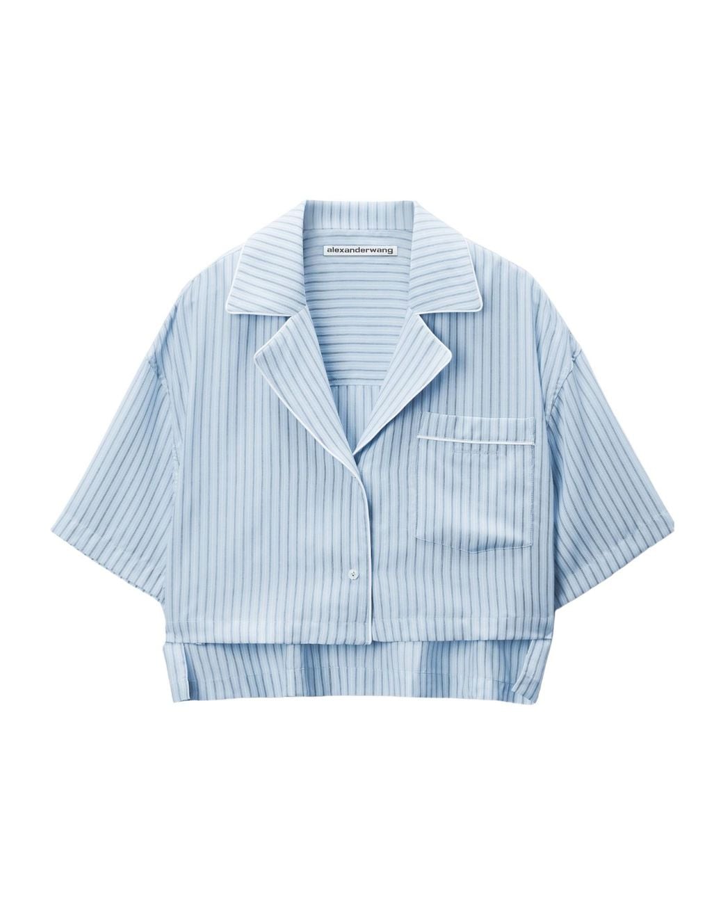 T By Alexander Wang Blue Striped Boxy Shirt