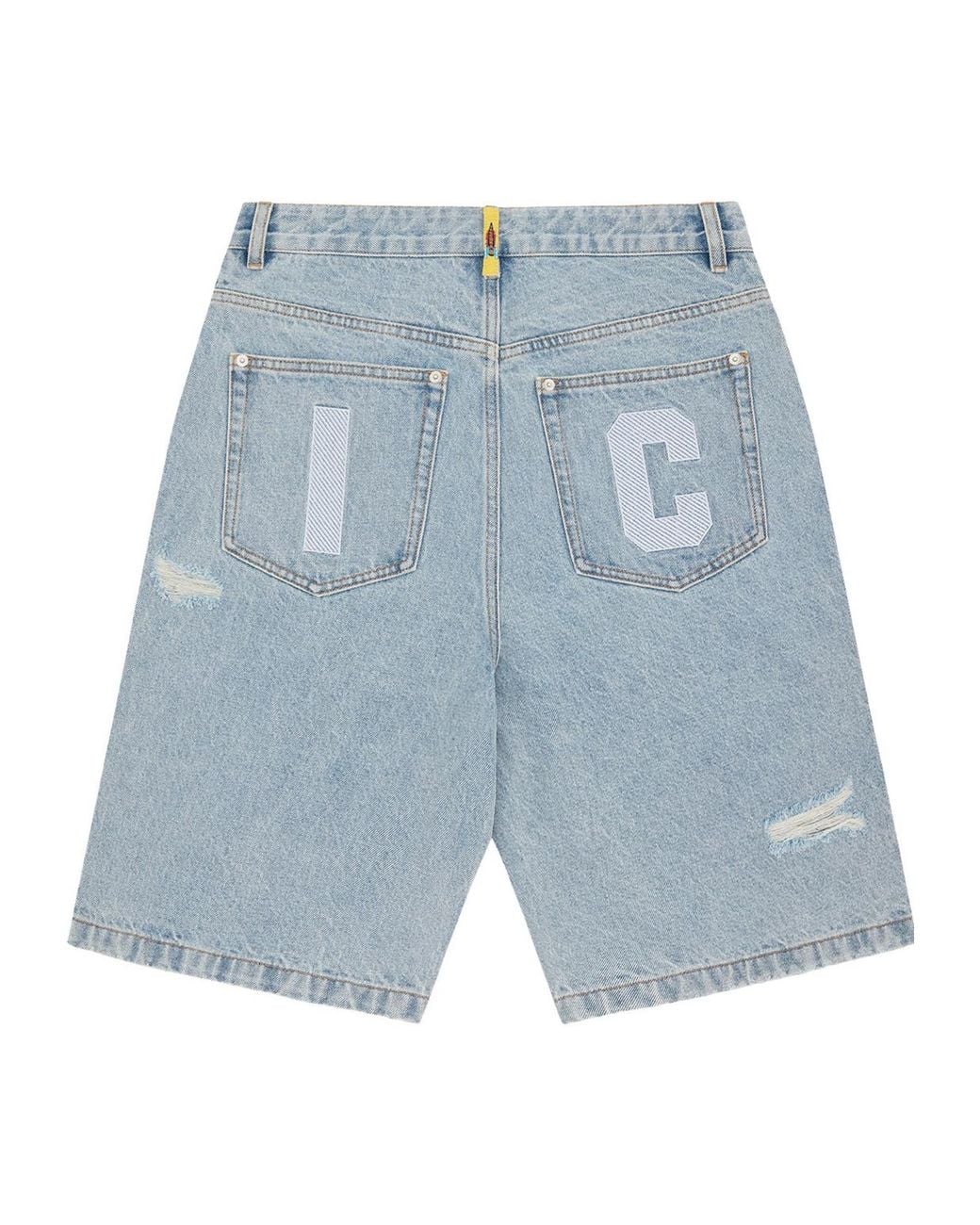 ICECREAM Blue Running Dog Distressed Denim Shorts for men