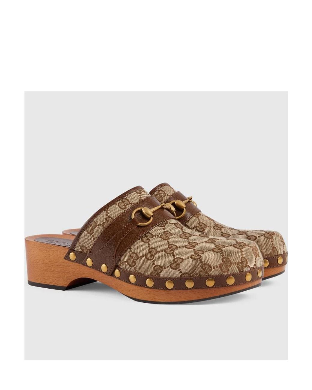 Gucci Brown Gg Pattern Clogs for men