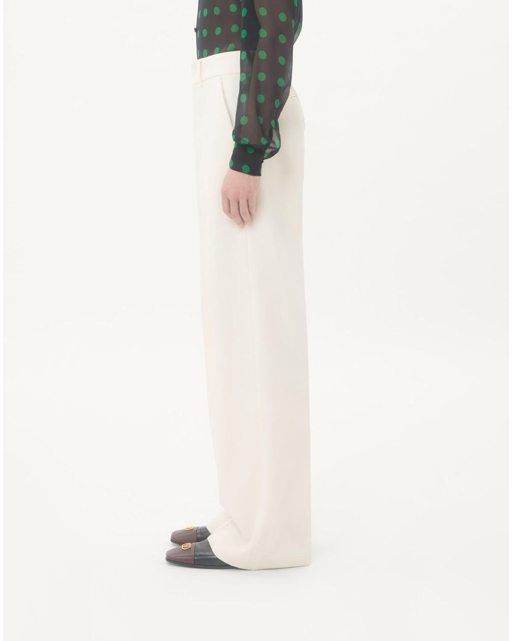 Valentino White Pleat Detailed Wide Leg Pants for men