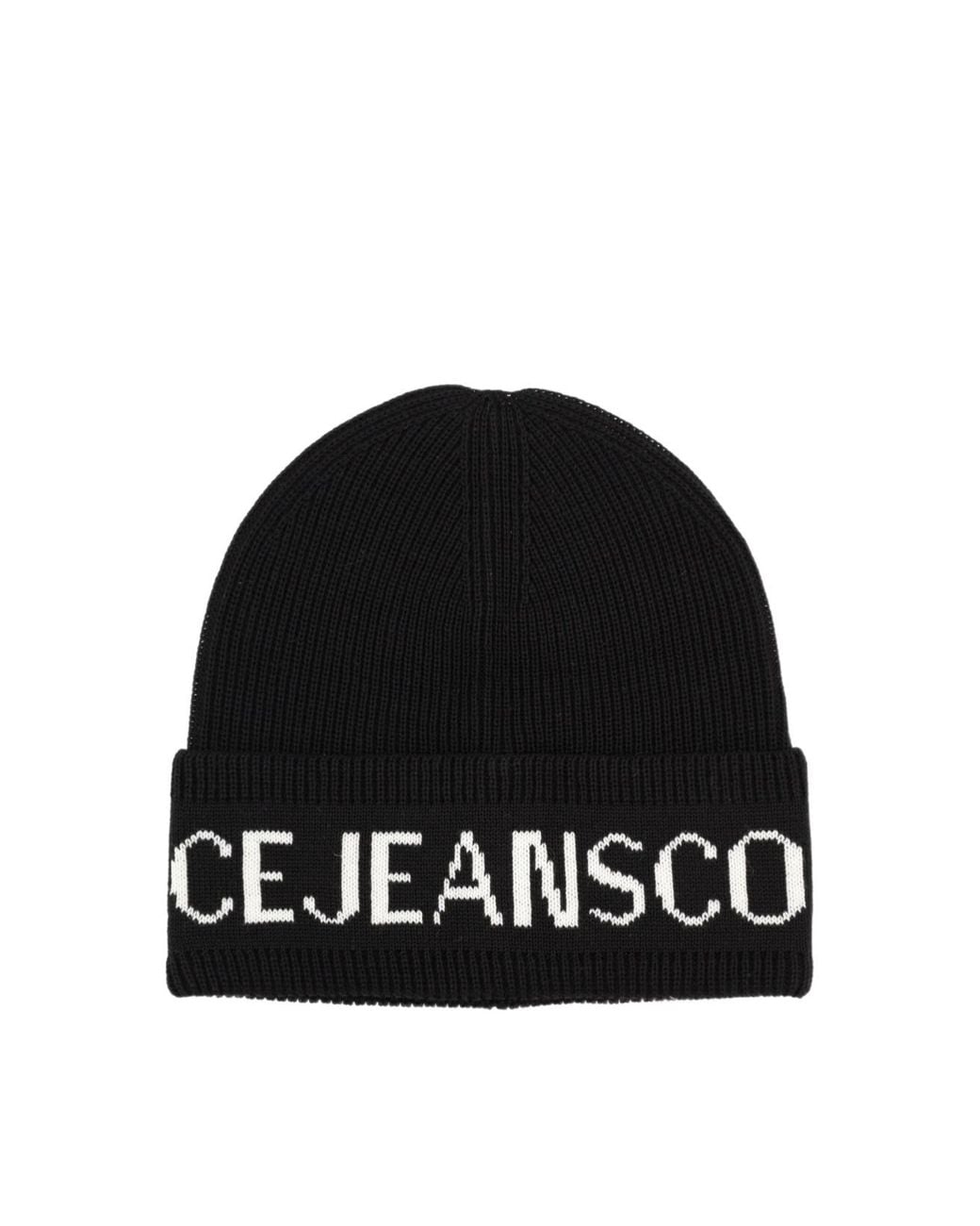 Versace Jeans Black Couture Logo Beanie Hat for men