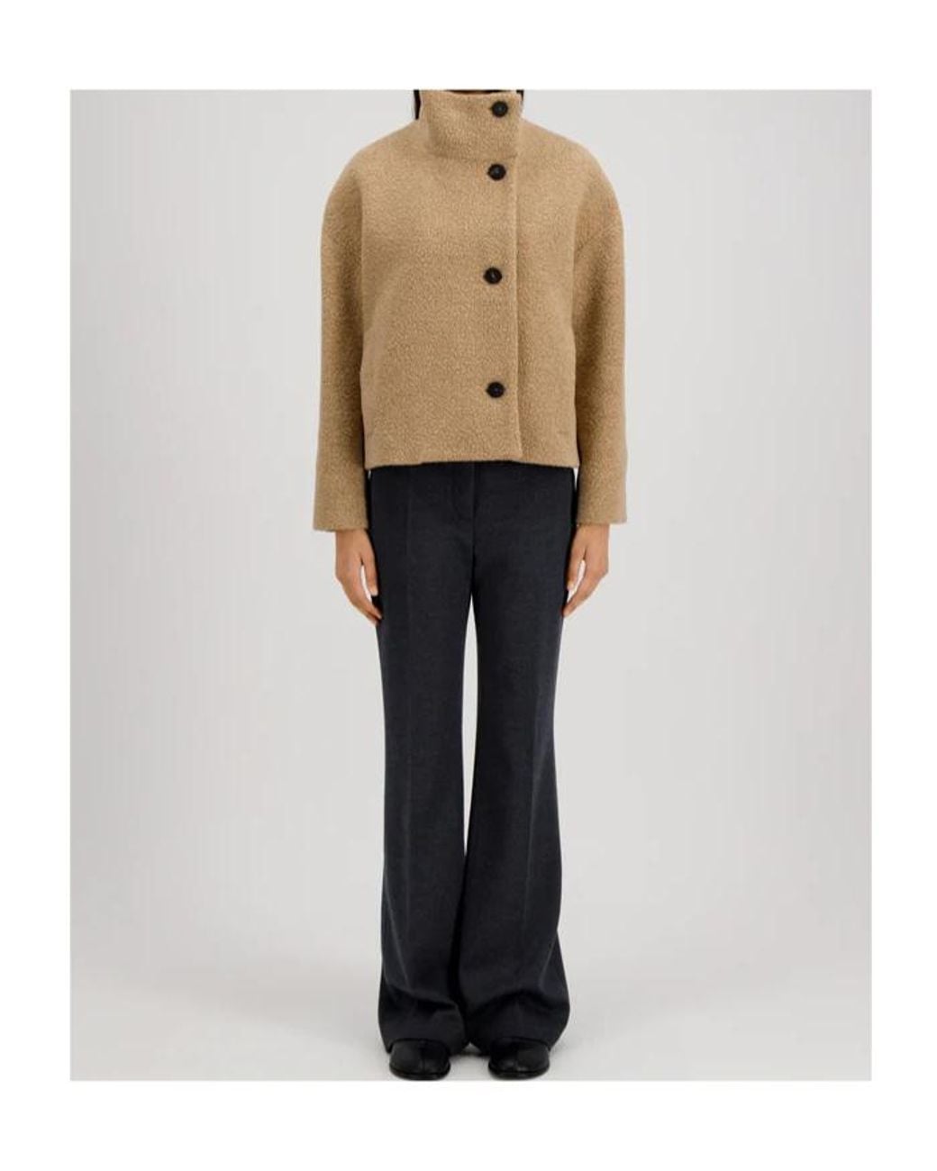 Harris Wharf London Natural Buttoned Fleece Jacket