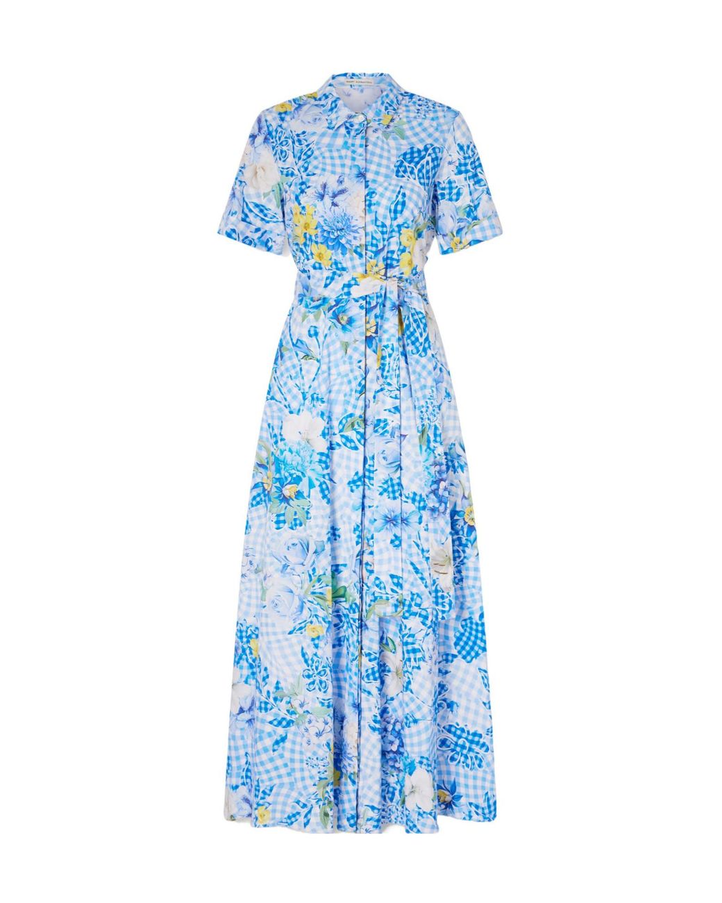 Mary Katrantzou Blue Floral Cotton-Blend Maxi Dress
