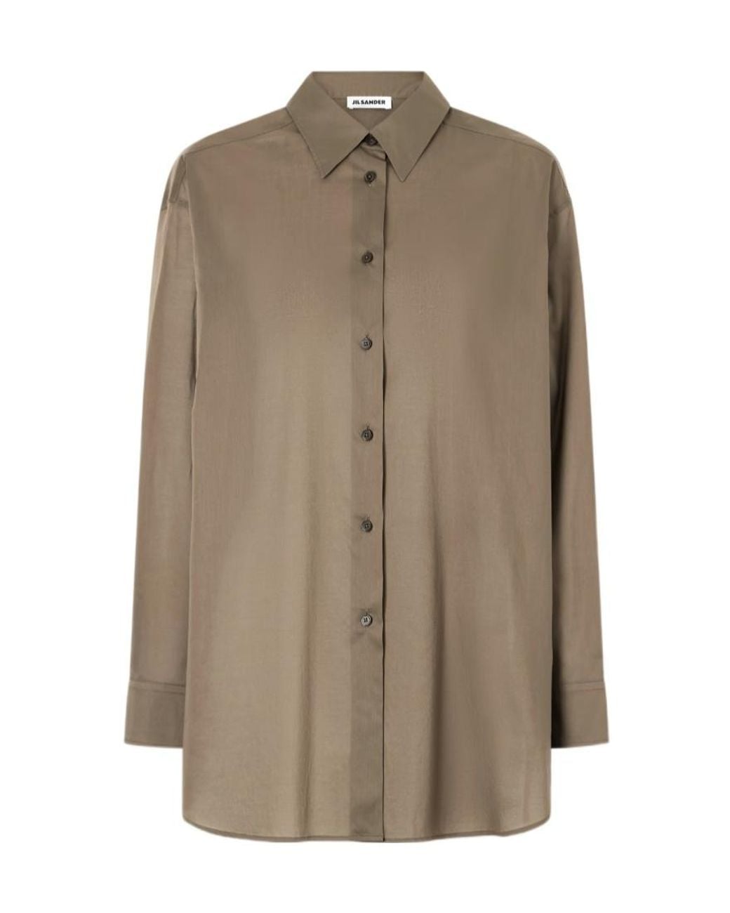 Jil Sander Brown Box-Pleat Long-Sleeve Shirt