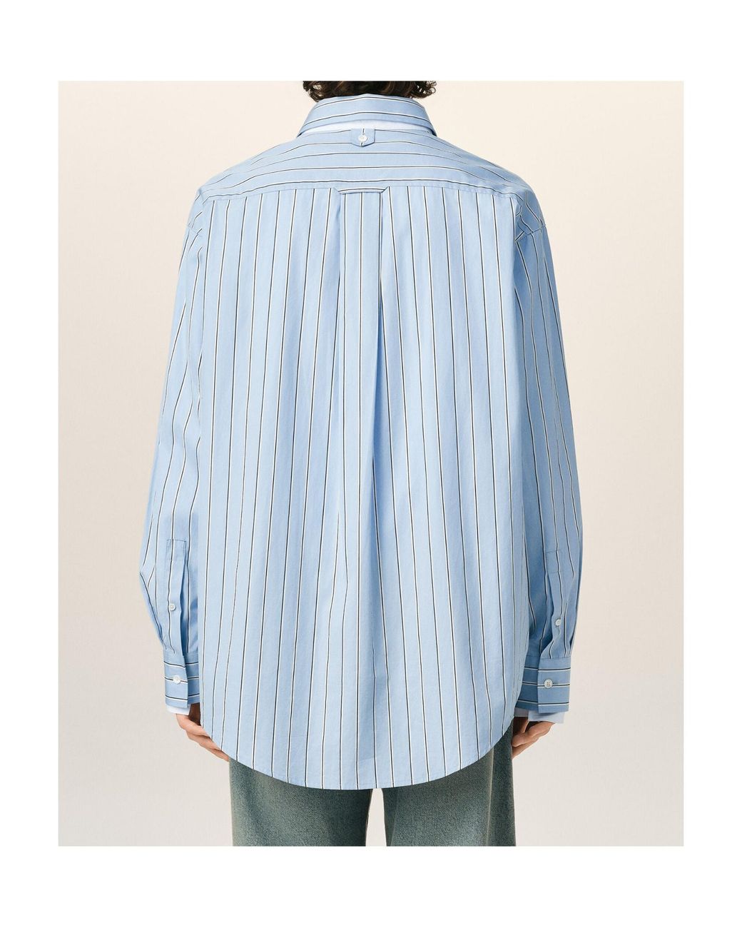 AMI Blue Ami Oversized Striped Shirt for men