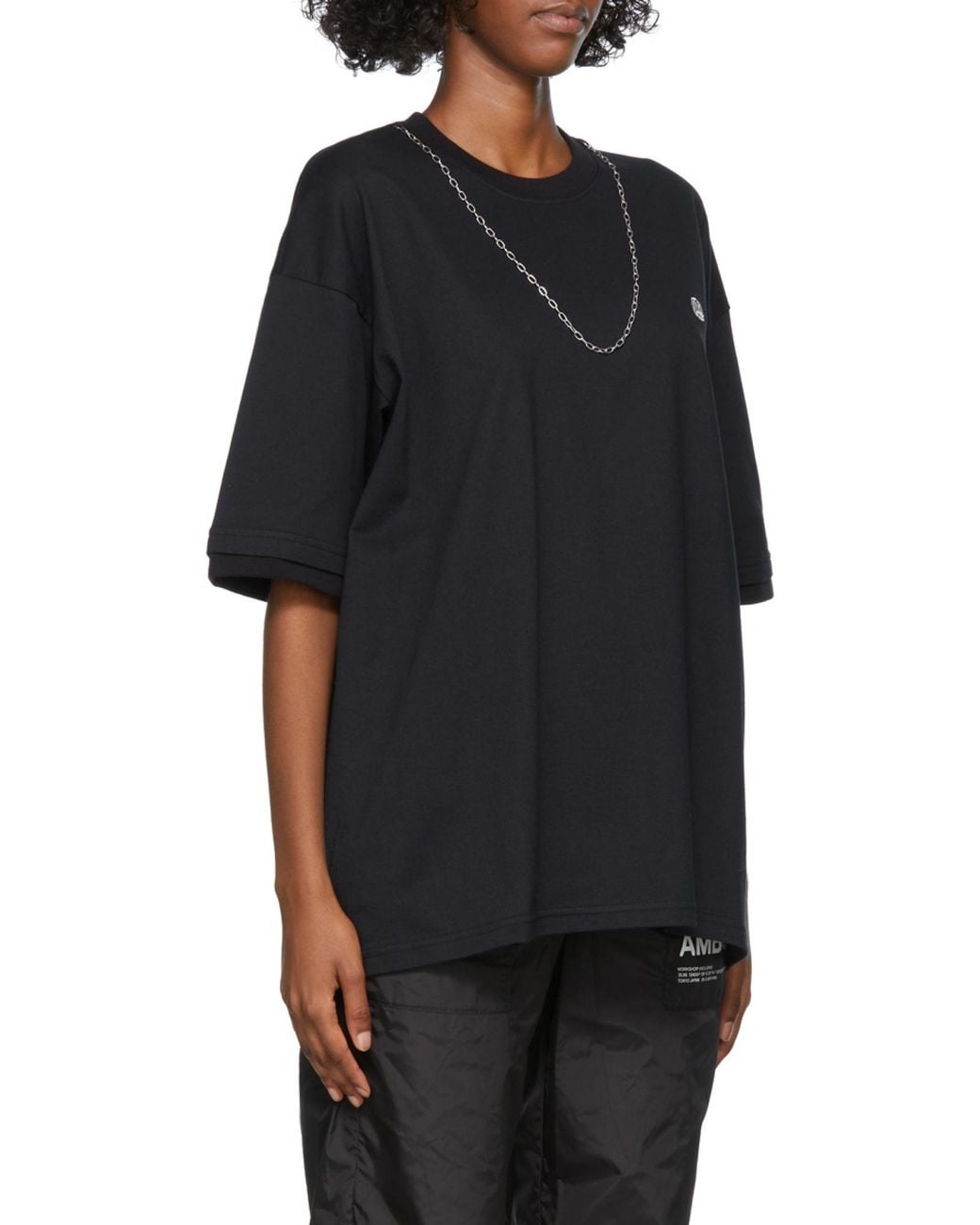 Ambush Black Chain Collar Detailed Crewneck T-Shirt for men