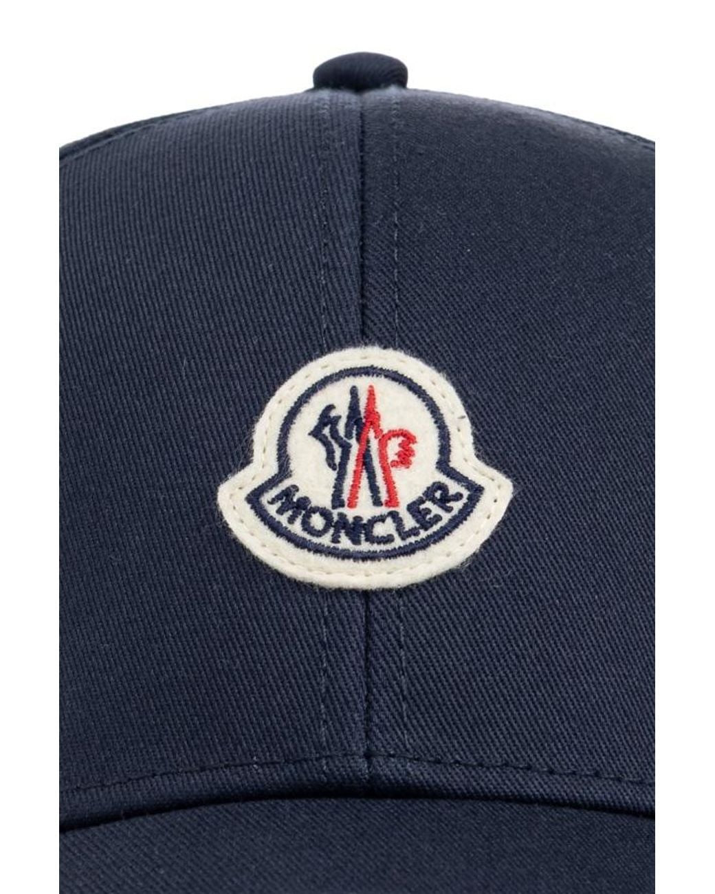 Moncler Blue Logo Patch Curved Peak Cap for men