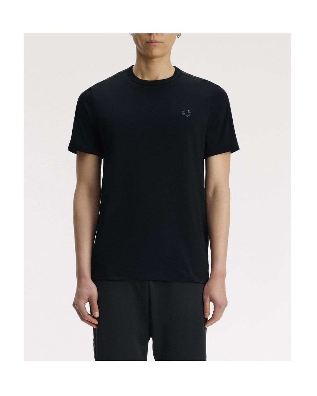 Fred Perry Black Crew Neck Short-Sleeve Tee for men