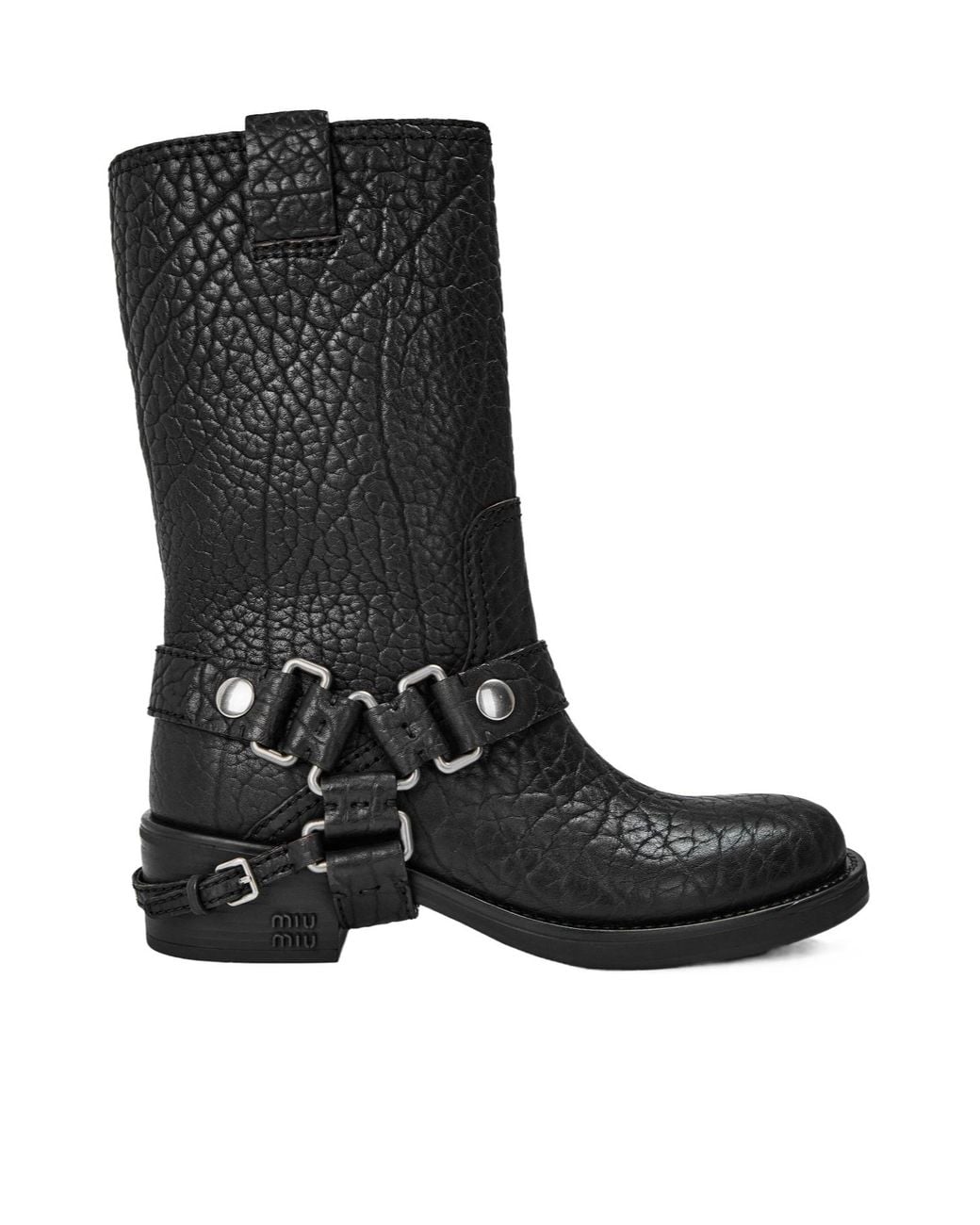 Miu Miu Black Premium Leather Ankle Boots