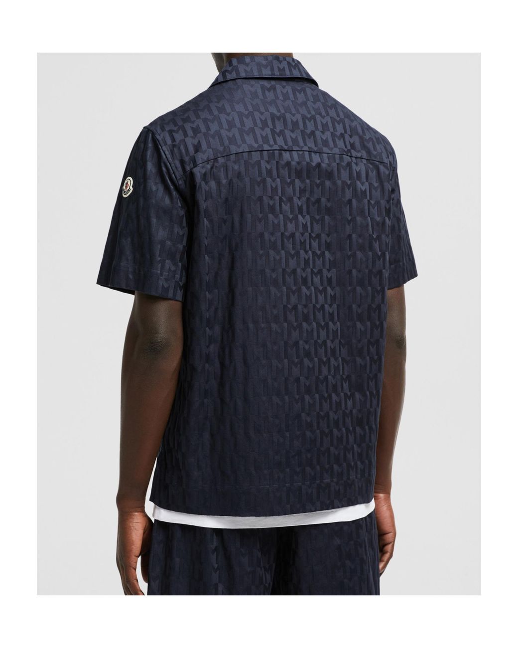Moncler Blue Monogram Jacquard Cotton Shirt for men