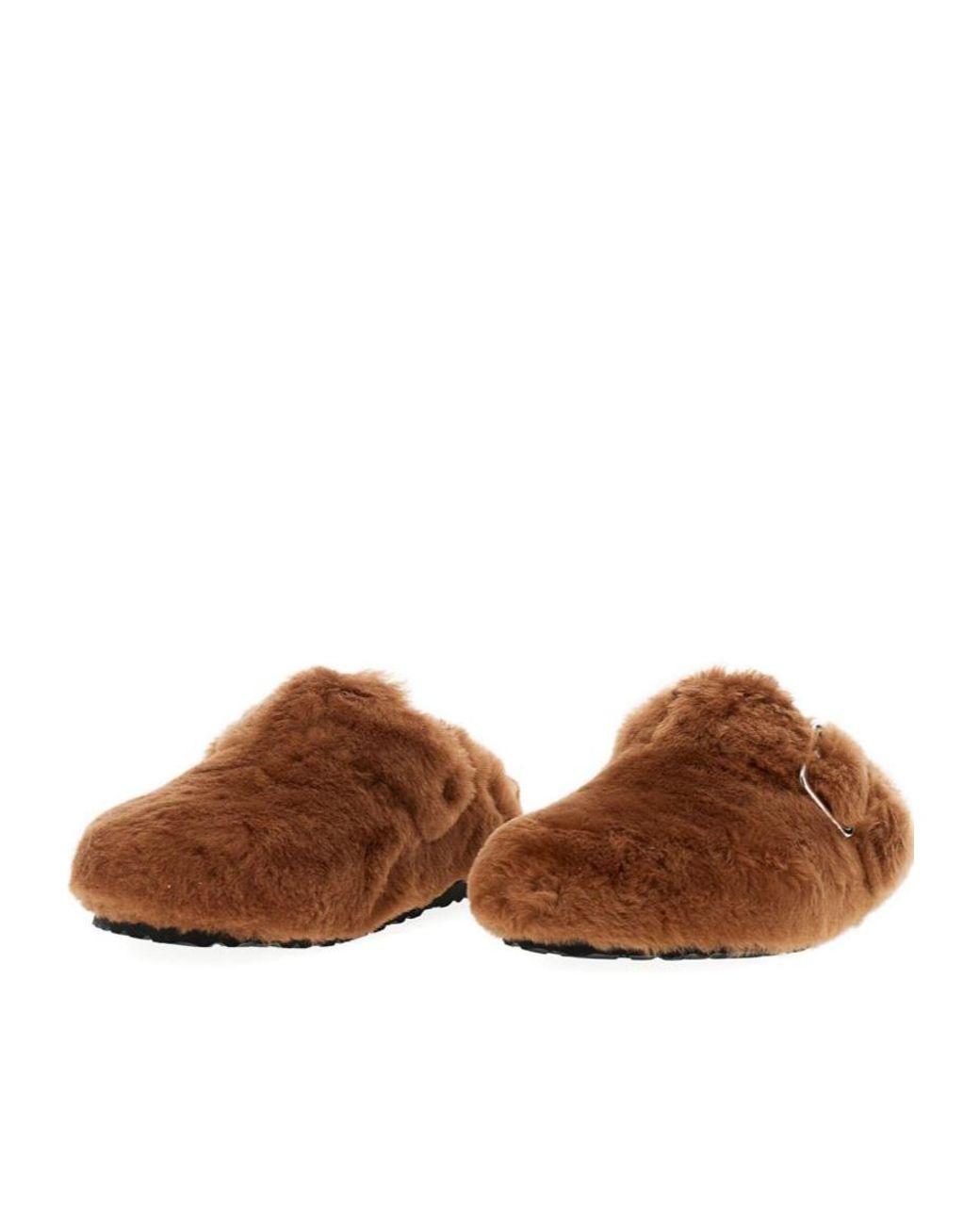 Birkenstock Brown Boston Lamb Fur Flat Shoes