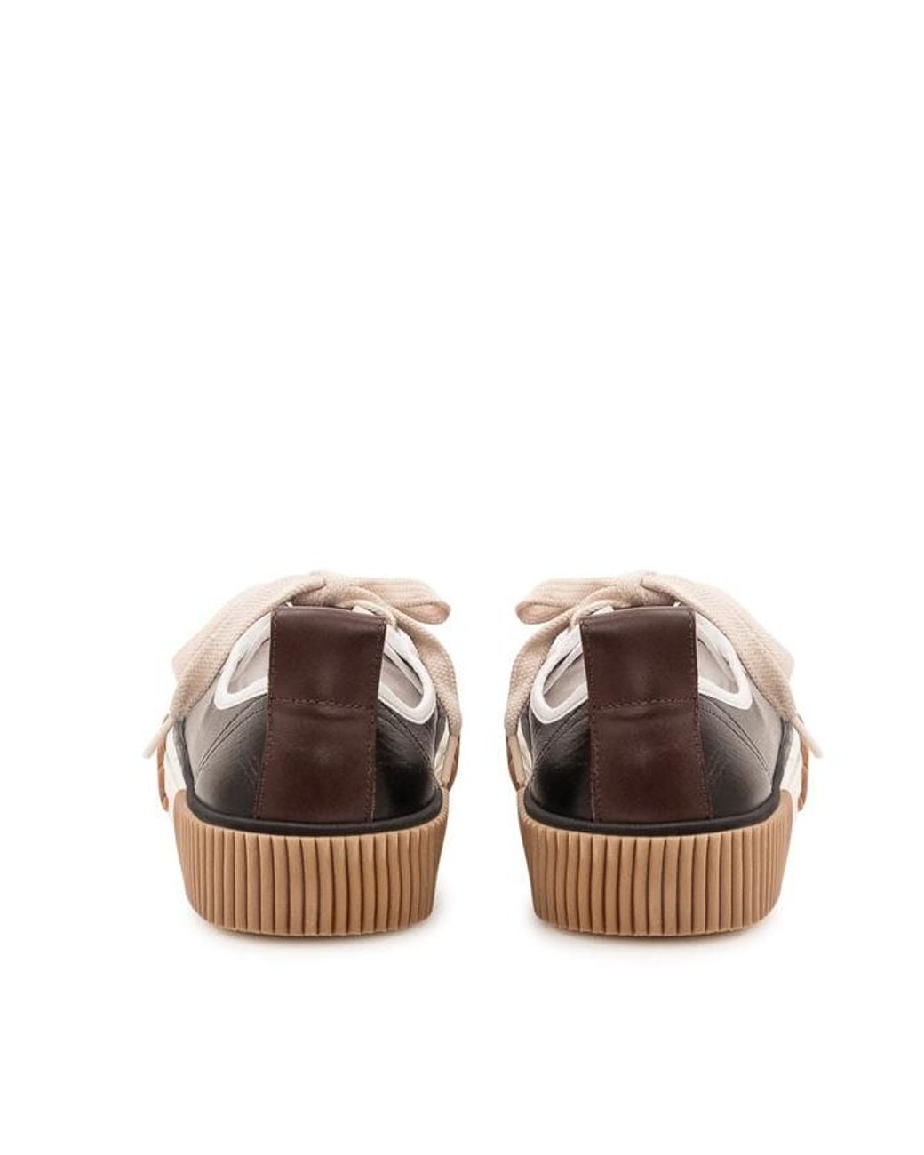 Versace Brown Round-Toe Lace-Up Sneakers