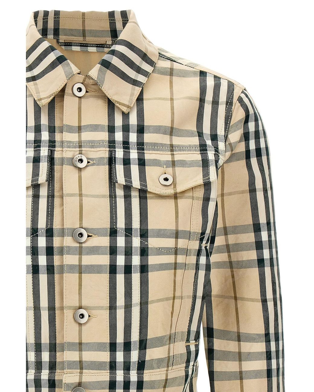 Burberry Metallic Checked Buttoned Long-Sleeved Jacket