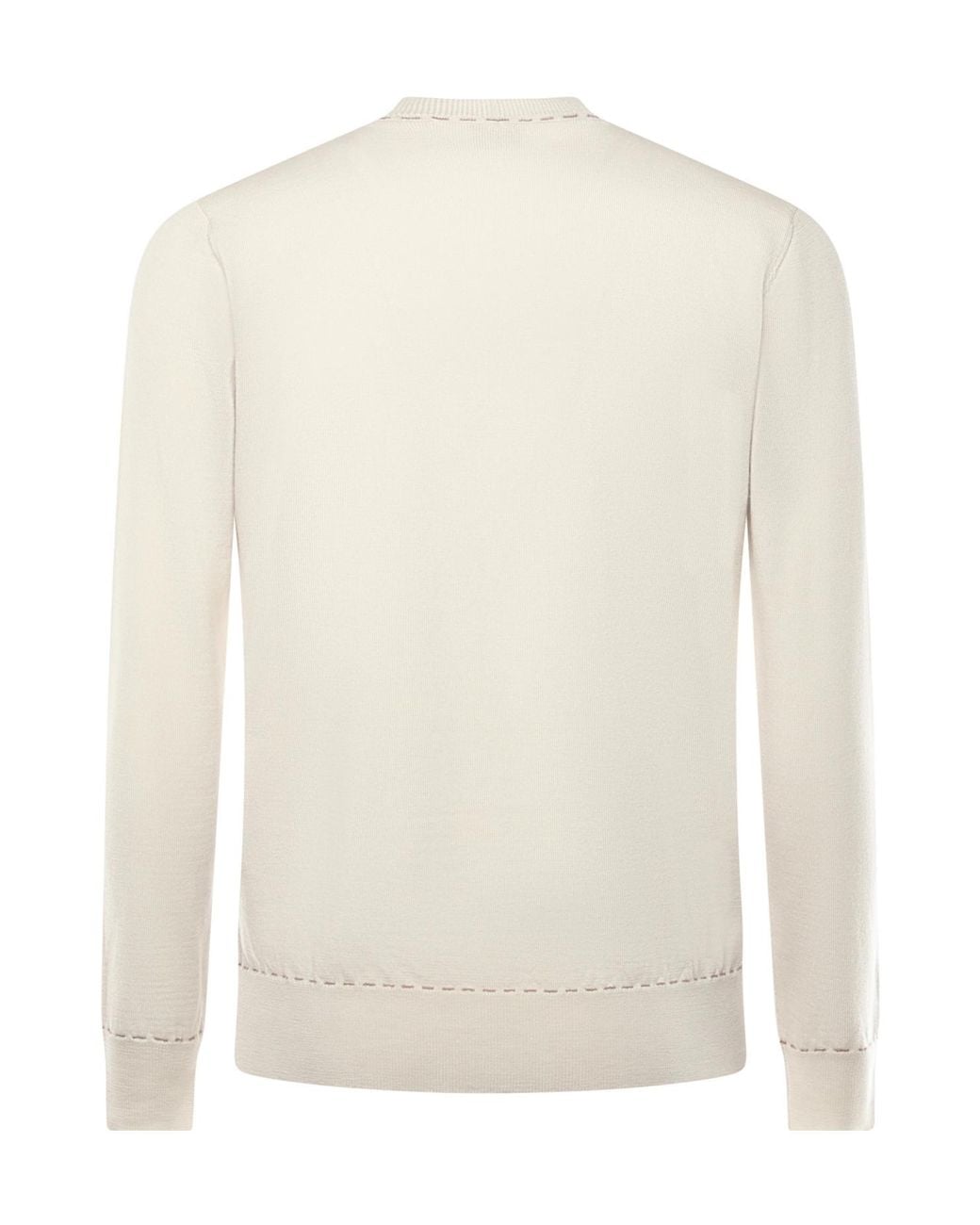 Eleventy White Stitch-Detailed Crewneck Knitted Jumper for men