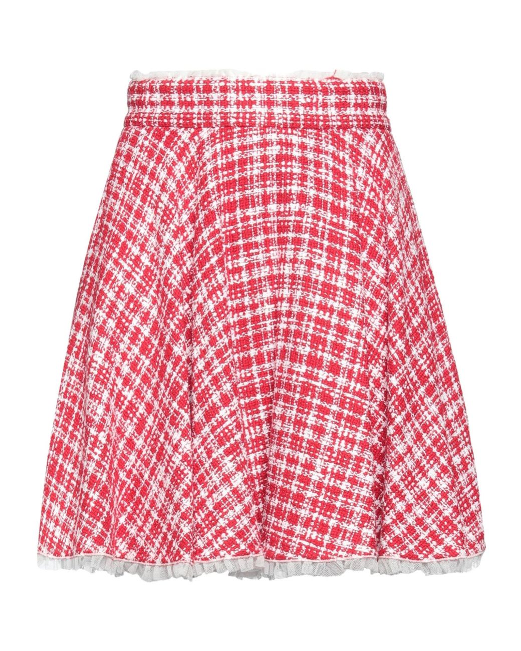 Dolce & Gabbana Red Plaid Spliced Mini Skirt