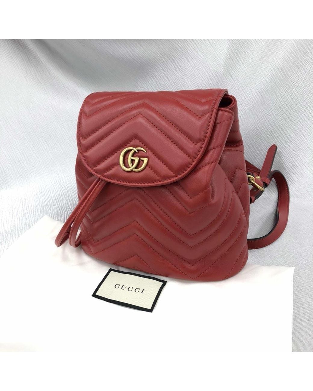 Gucci Red Marmont Quilted Leather Backpack