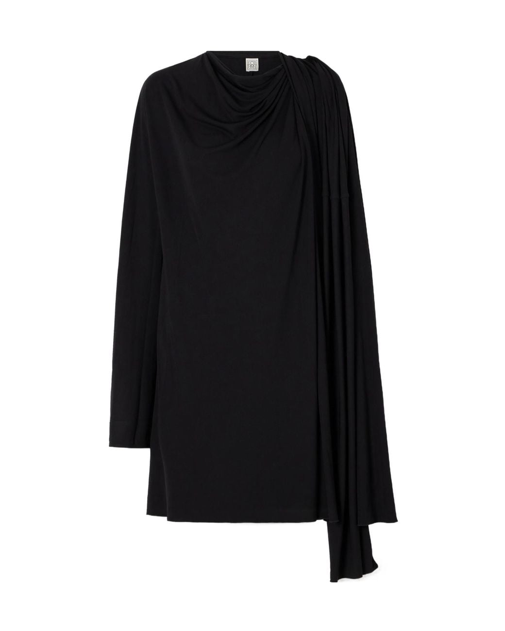 Totême Black Totême Draped Long-Sleeve Dress